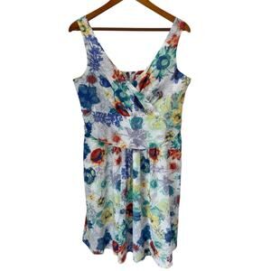 JESSICA LONDON Floral Surplice V Neck Sleeveless Knee Length Dress Womens 14